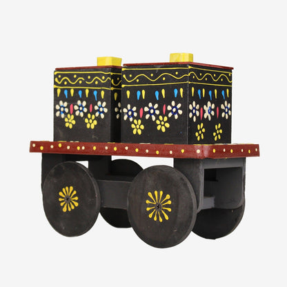 Wooden Dry Fruit Box On Wheels Set Of 2