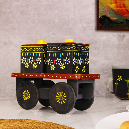 Wooden Dry Fruit Box On Wheels Set Of 2