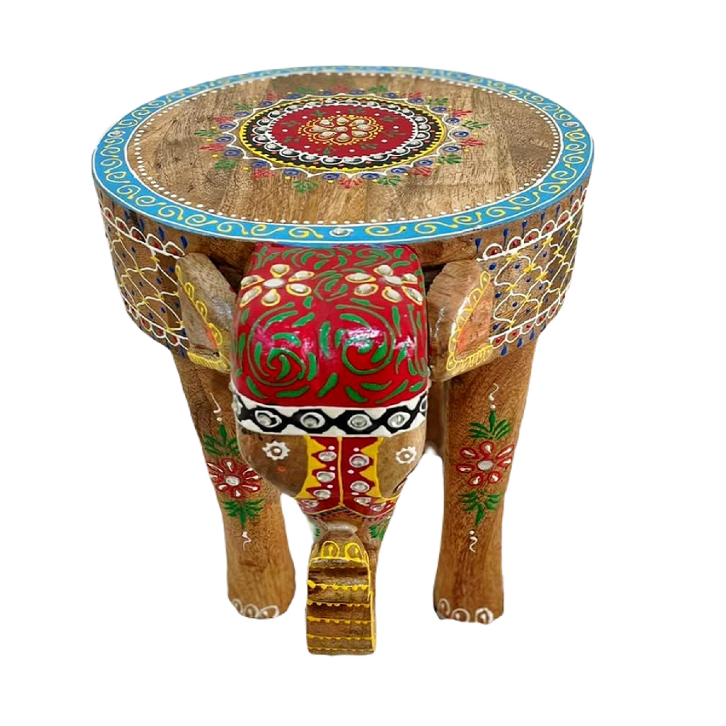Wooden Elephant Stool In 12 Inch