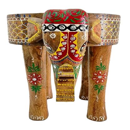 Wooden Elephant Stool In 12 Inch
