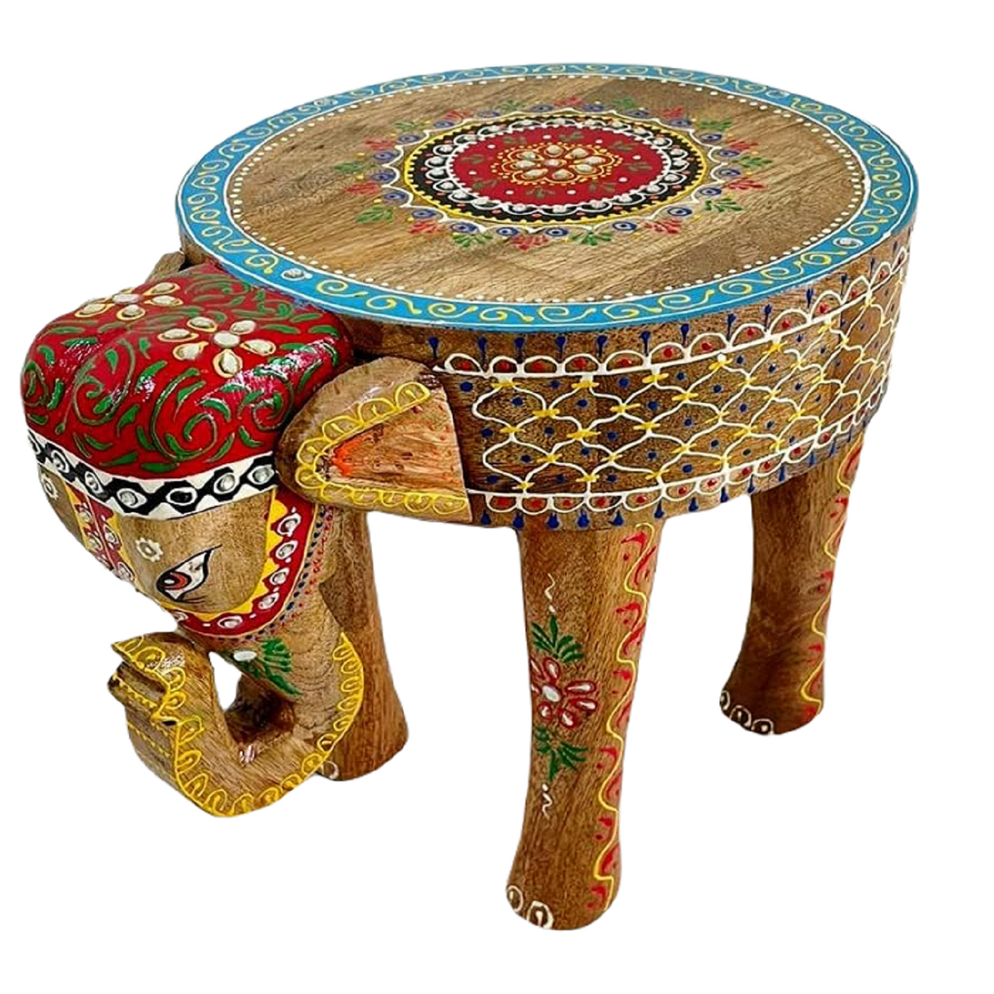Wooden Elephant Stool In 12 Inch
