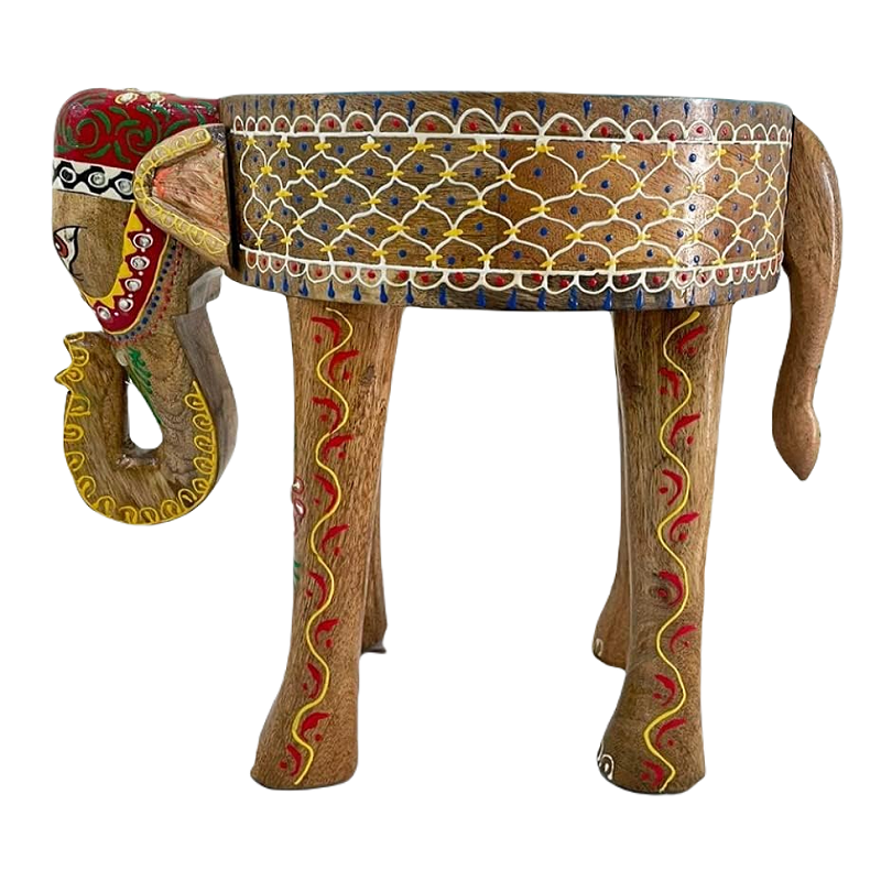 Wooden Elephant Stool In 12 Inch