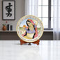 Marbel Round Ragini With Ring Plate With Wood Stand