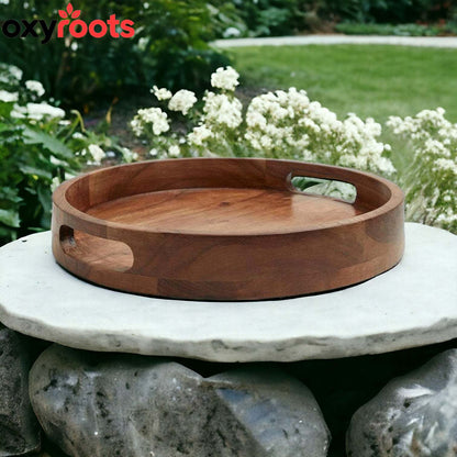 Wooden Hand Made Round Serving Tray