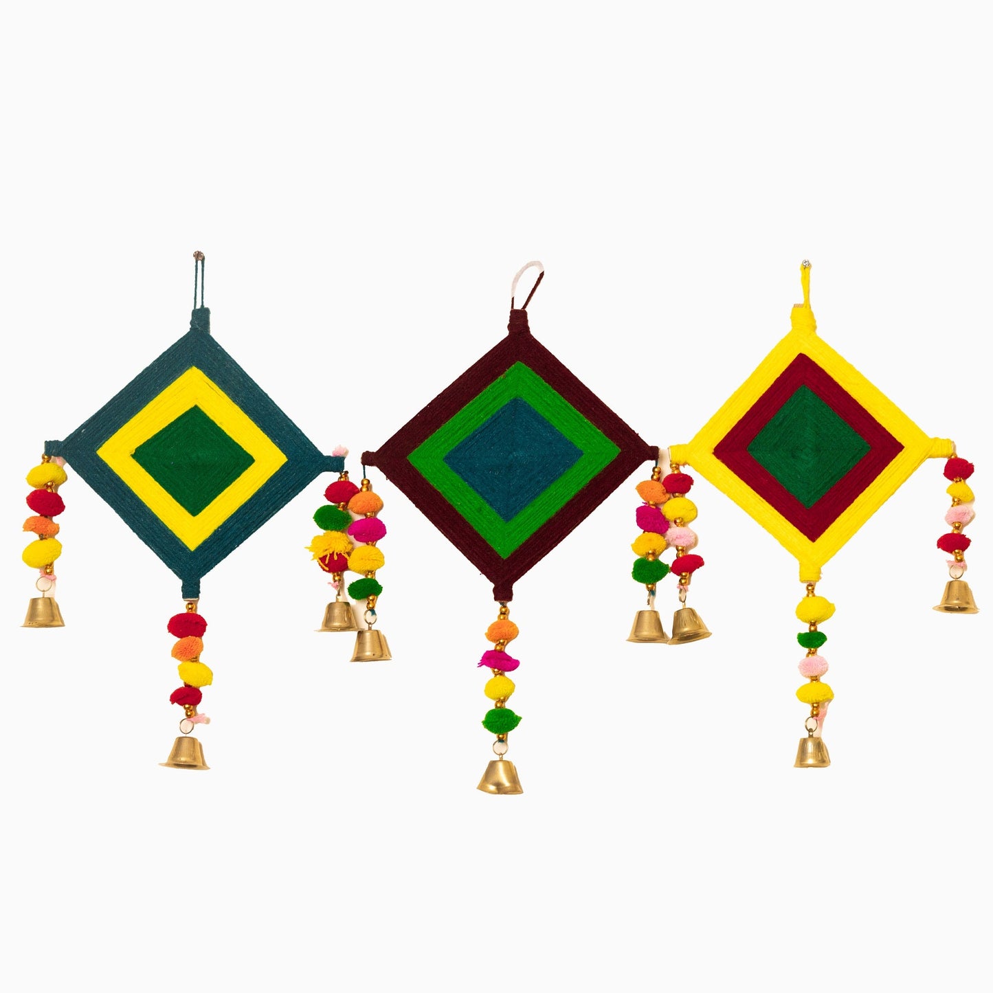 Woolen Kite Wall Pom Poms Hanging With Bells