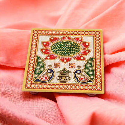 Marble Chowki With Square Design set of five pc