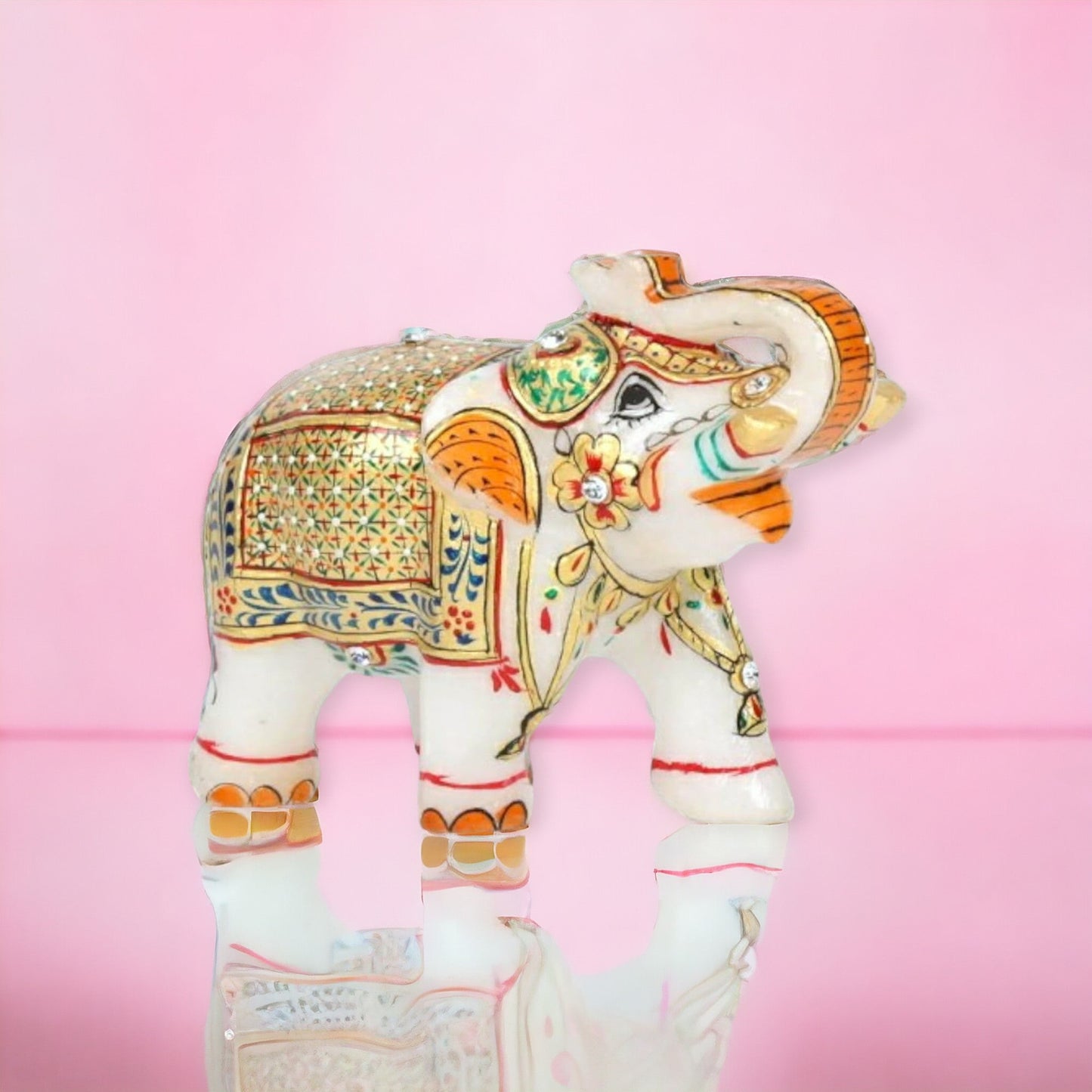 White Marble Elephant Statue Home Decor pair