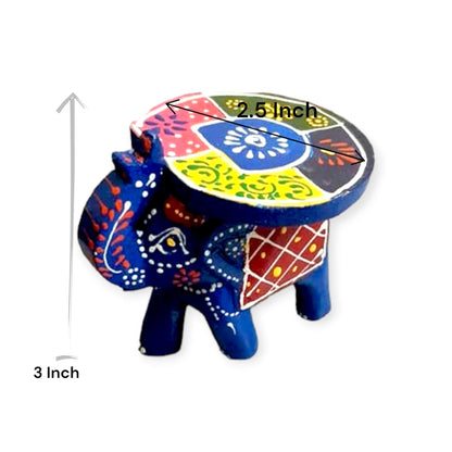 Wooden Colorful Elephant Stool set of 2 pc