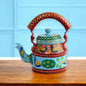 Hand Painted Aluminum Tea Kettle With Peacock Design