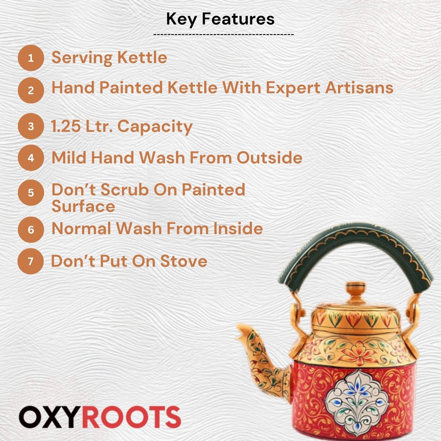 Hand Painted Aluminum Tea Kettle Colorful