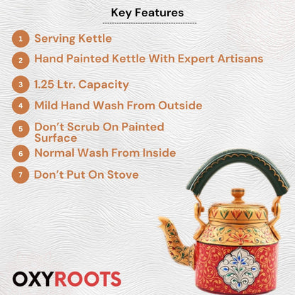 Hand Painted Aluminum Tea Kettle Colorful