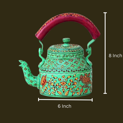 Hand Painted Aluminum Tea Kettle Flower Design