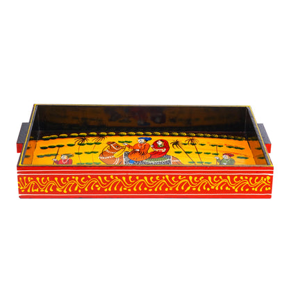 Wooden Tray Serving Hand Painted Set of 3