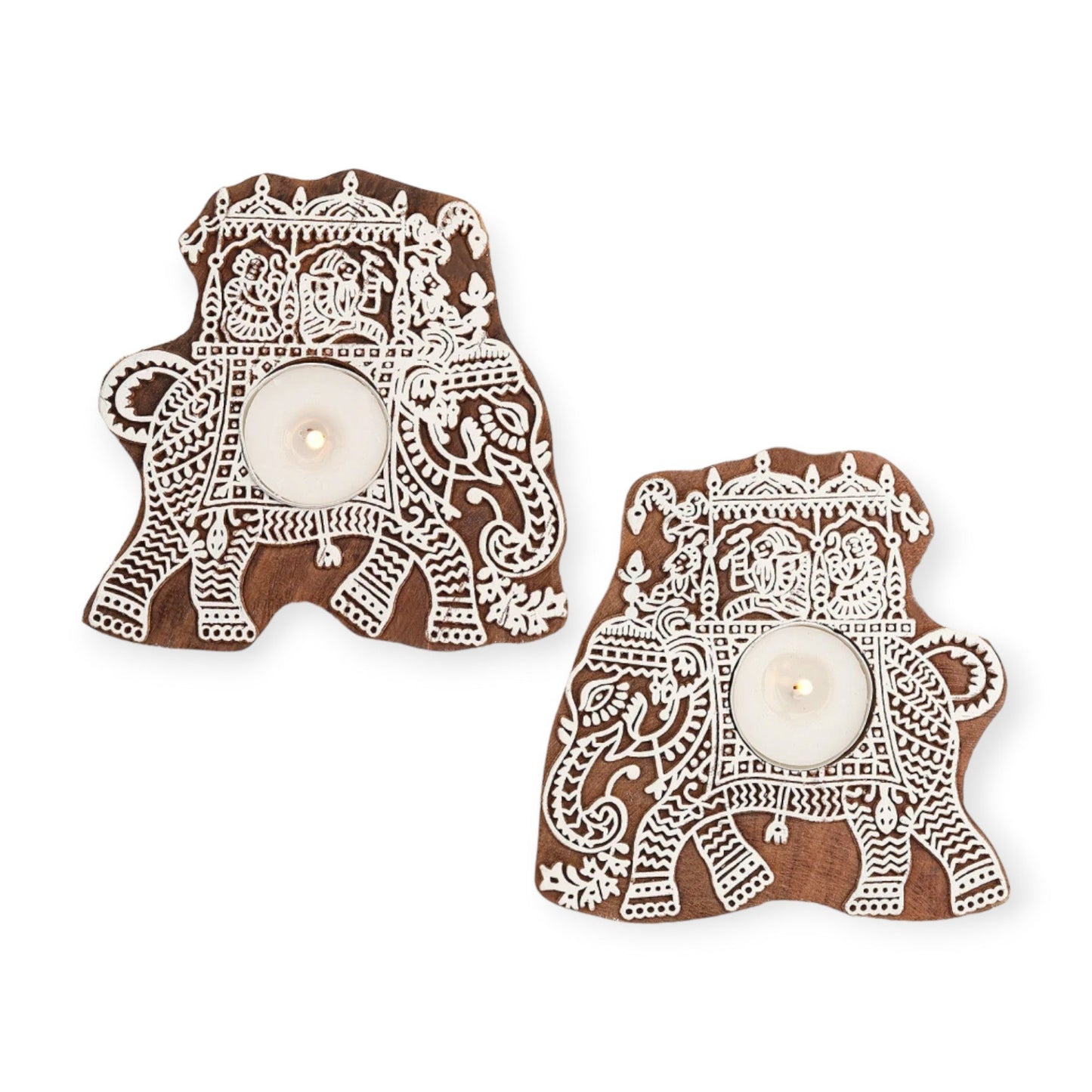 Eco-friendly Wooden Elephant Tealight Candle Holder