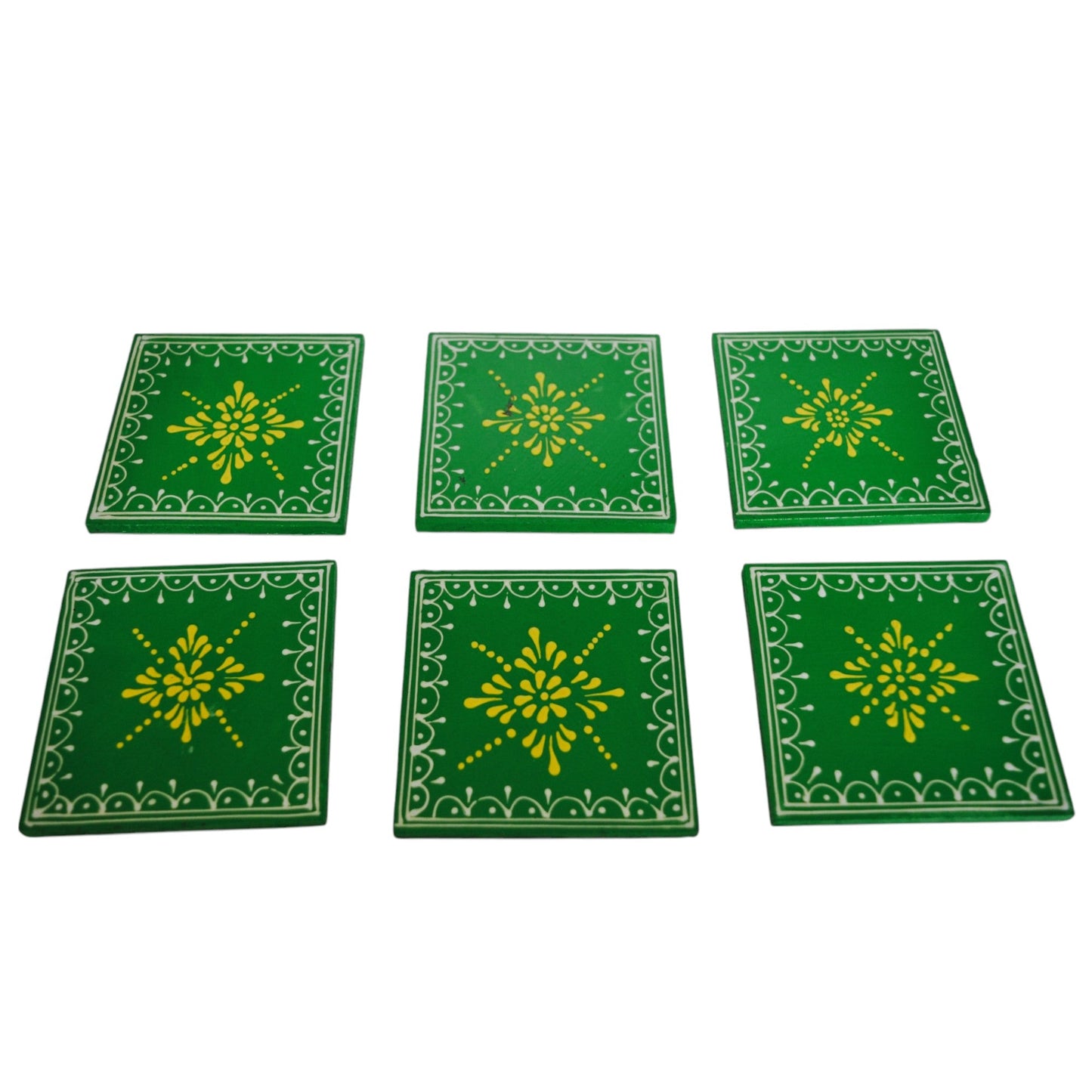 Wooden Green Tea Coaster Set Of 6