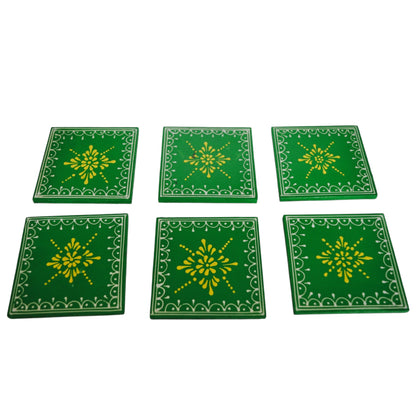 Wooden Green Tea Coaster Set Of 6
