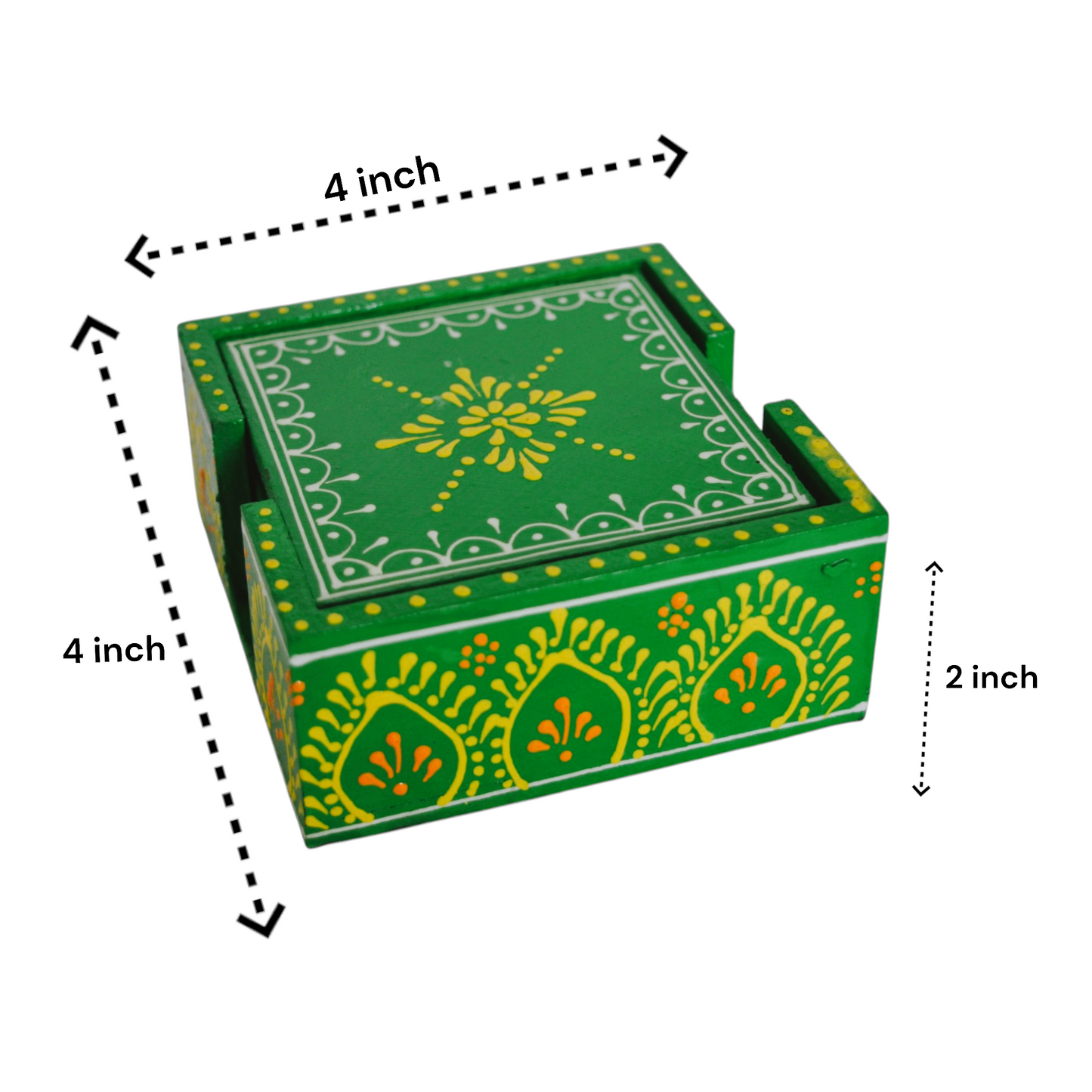 Wooden Green Tea Coaster Set Of 6