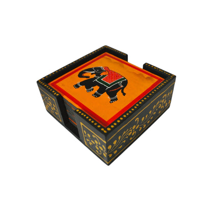 Elephant Hand Painted Tea Coasters Set Of 6 Pcs