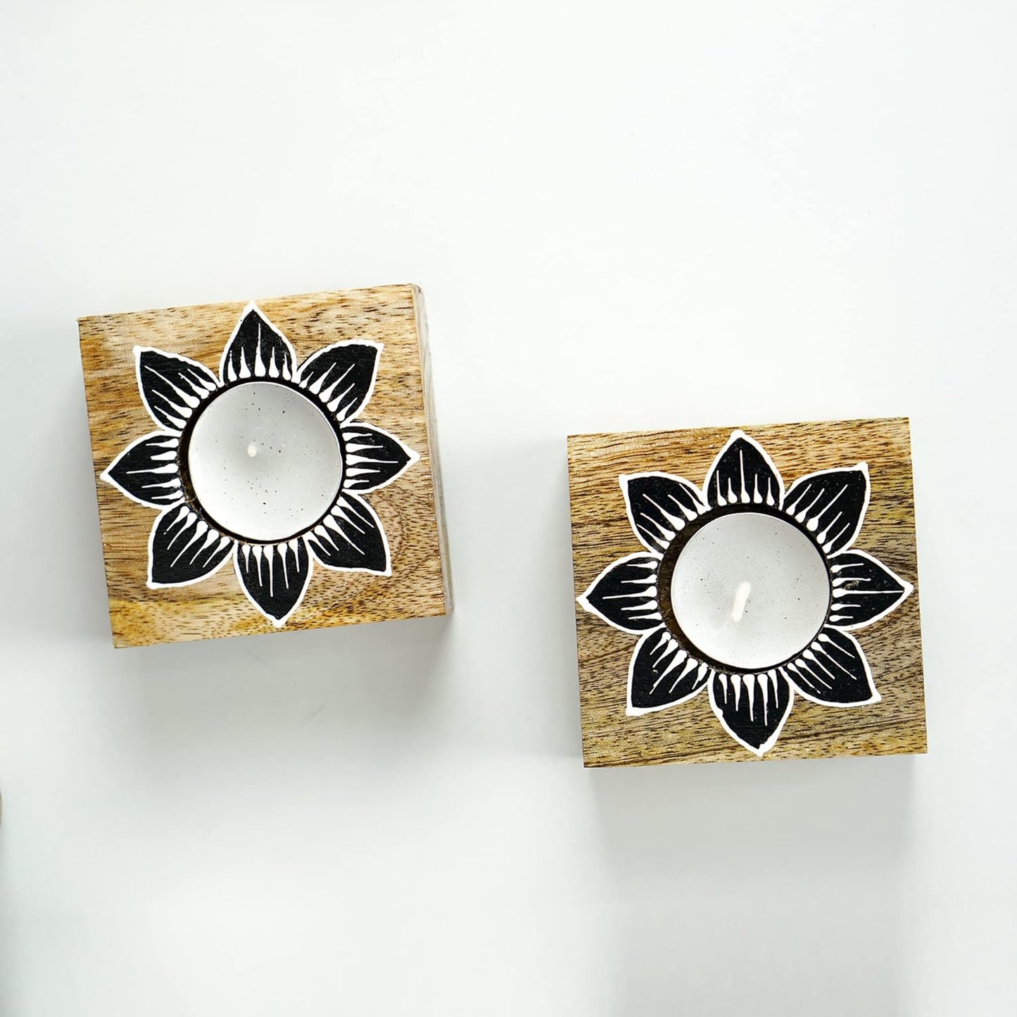 Wooden Tea-Light Holder for Decoration set of two pc