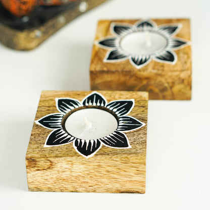 Wooden Tea-Light Holder for Decoration set of two pc