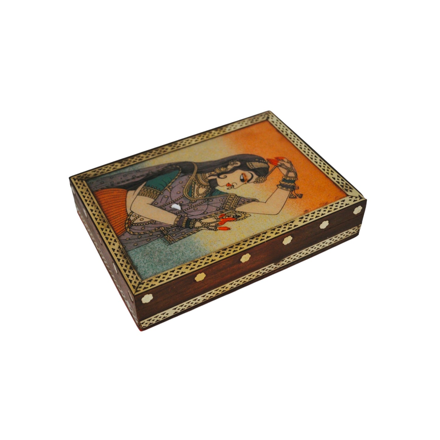 Wooden Jewellery Box With Gemstone Painting