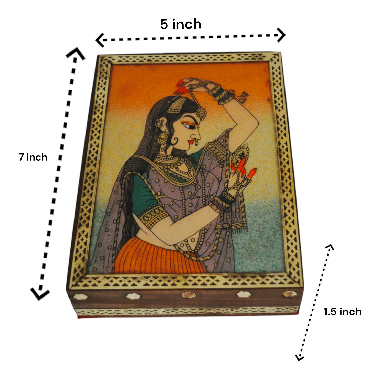 Wooden Jewellery Box With Gemstone Painting