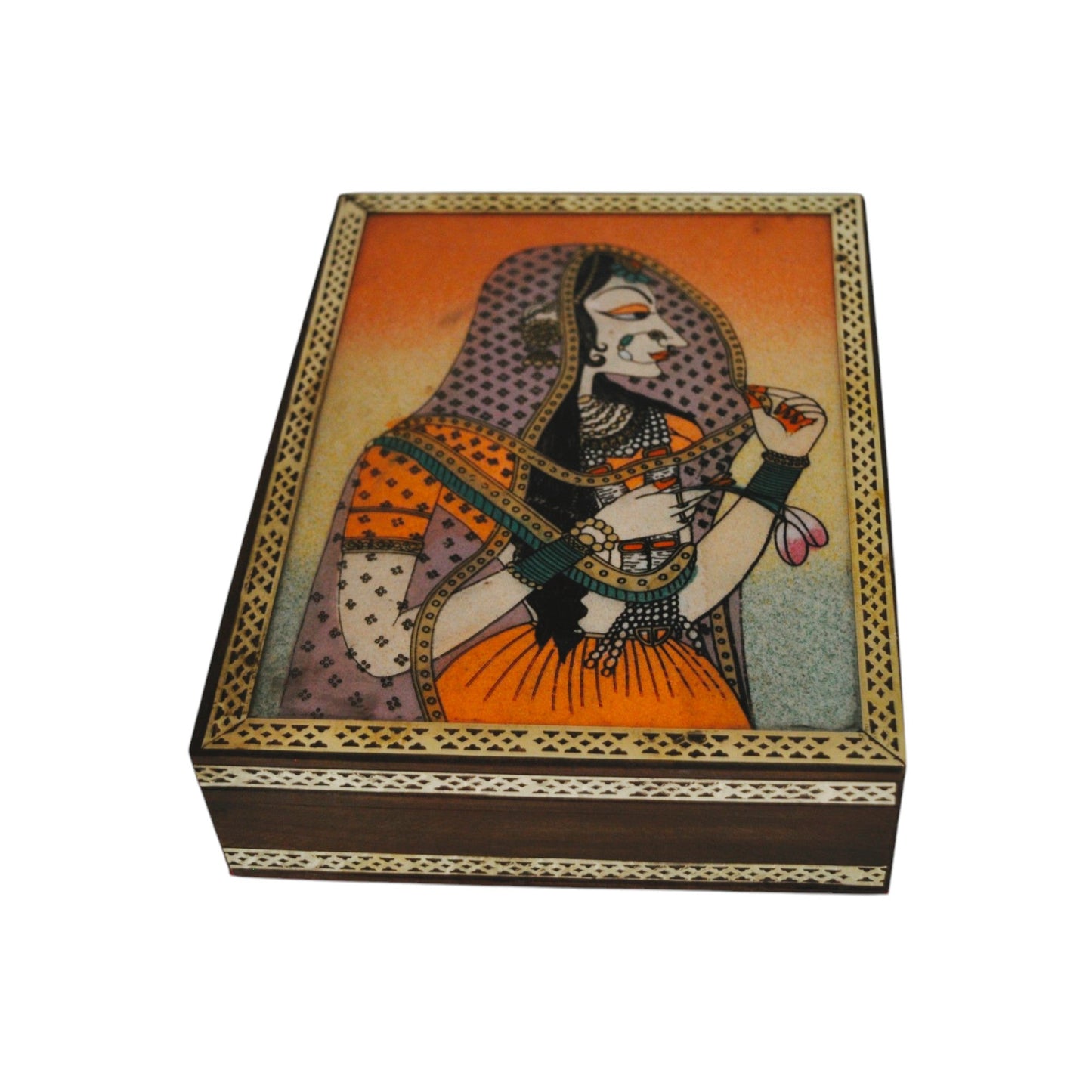 Wooden Jewellery Box With Gemstone Painting