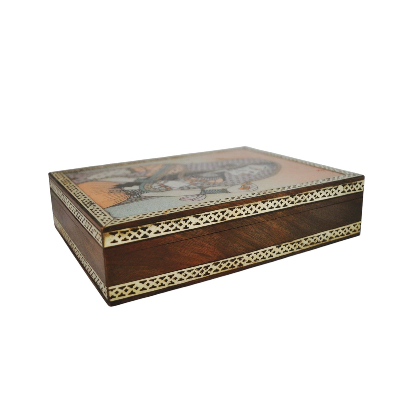 Wooden Jewellery Box With Gemstone Painting