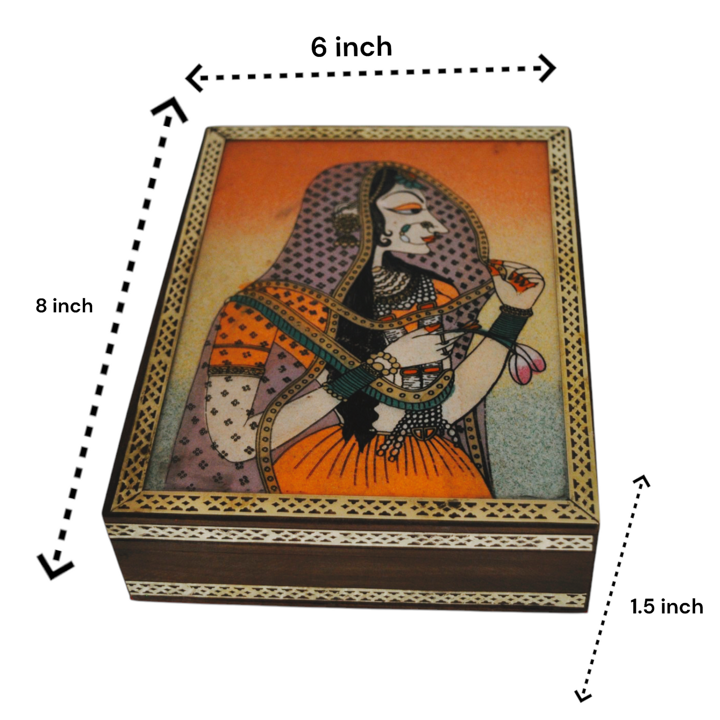 Wooden Jewellery Box With Gemstone Painting