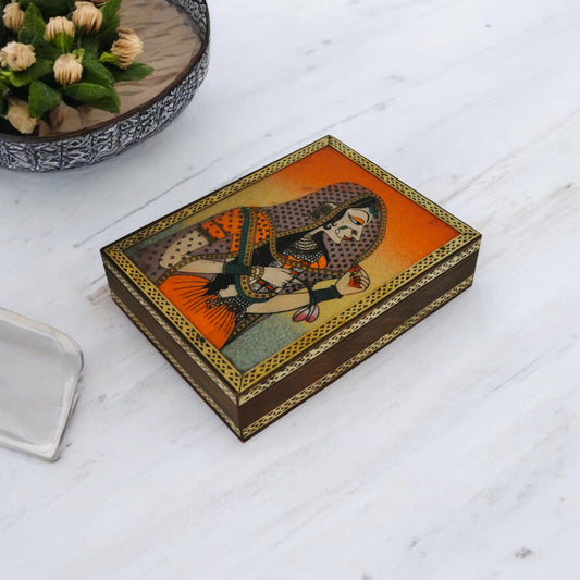 Wooden Jewellery Box With Gemstone Painting