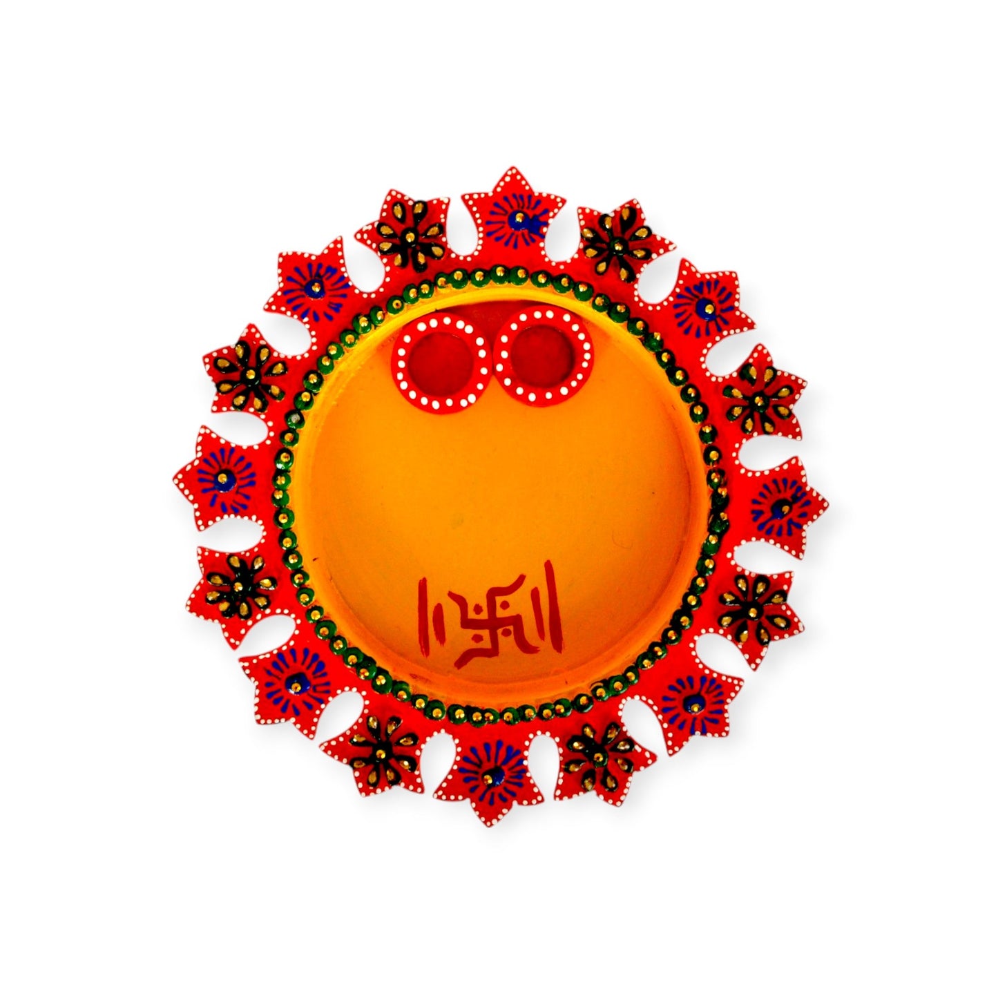 Wooden Pooja Thali With Decorative