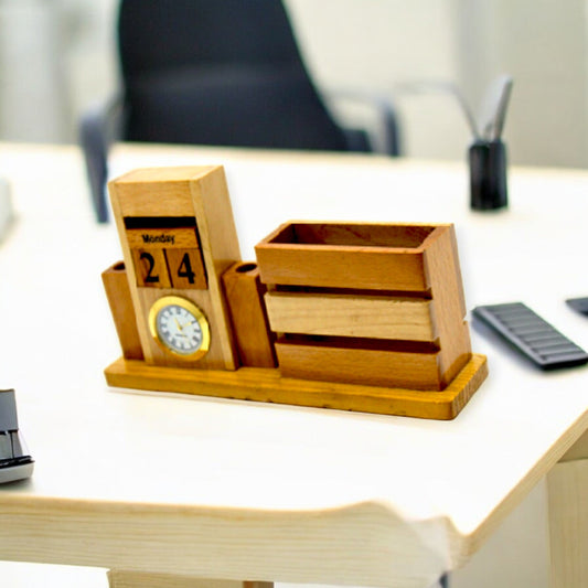 Wooden Desk Pen Holder With Calendar Set of 50