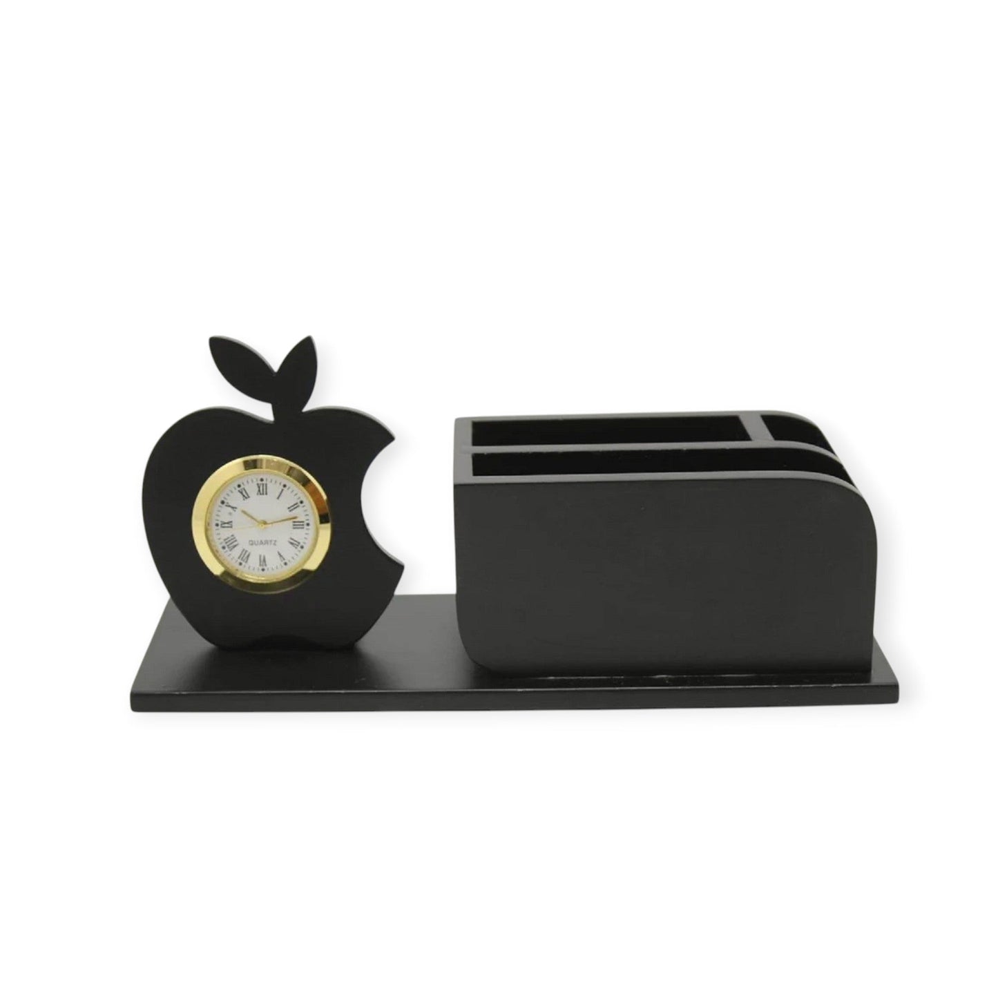 Wooden Desk Pen Holder With Clock Set of 50