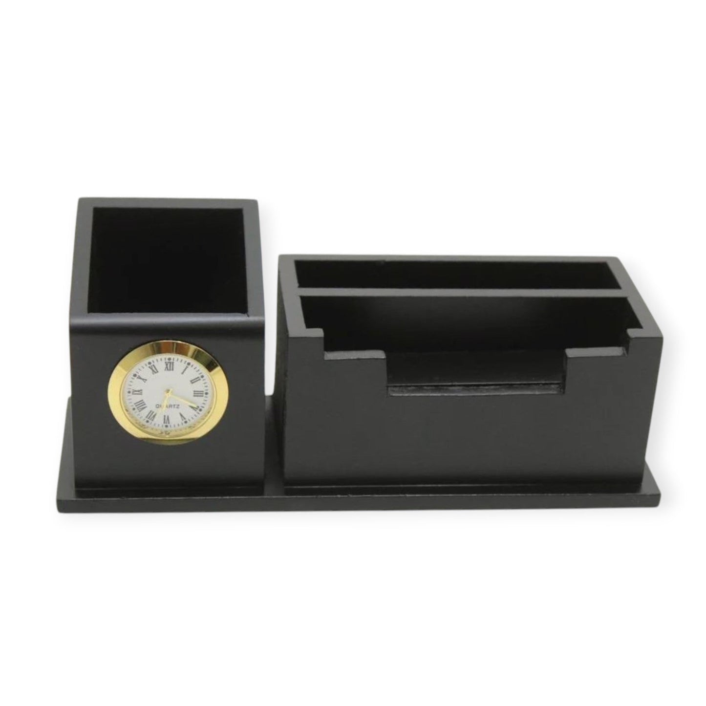 Wooden Desk Pen Holder With Clock Set of 50