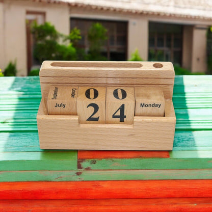Wooden Desk Pen Holder With Calender Set of 50