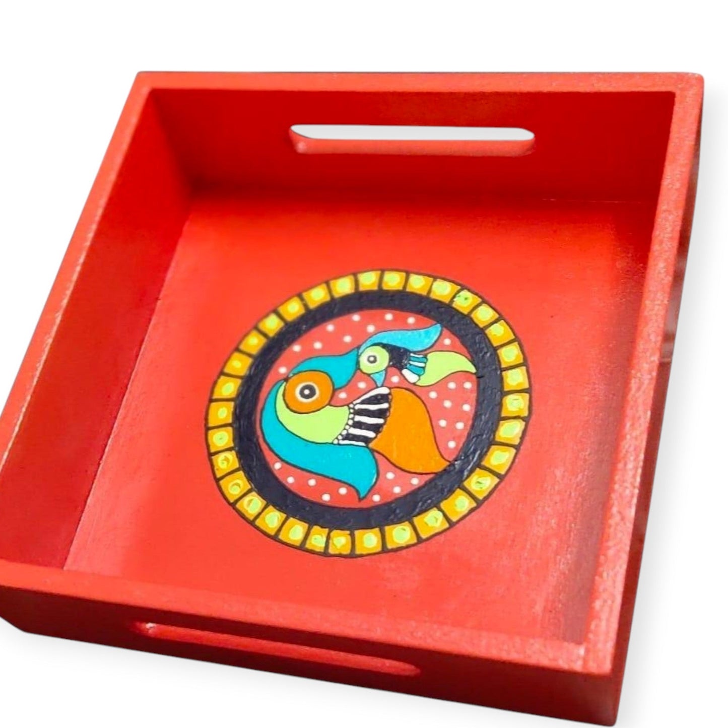 Wooden Hand Painted Serving Tray  - Bird Design