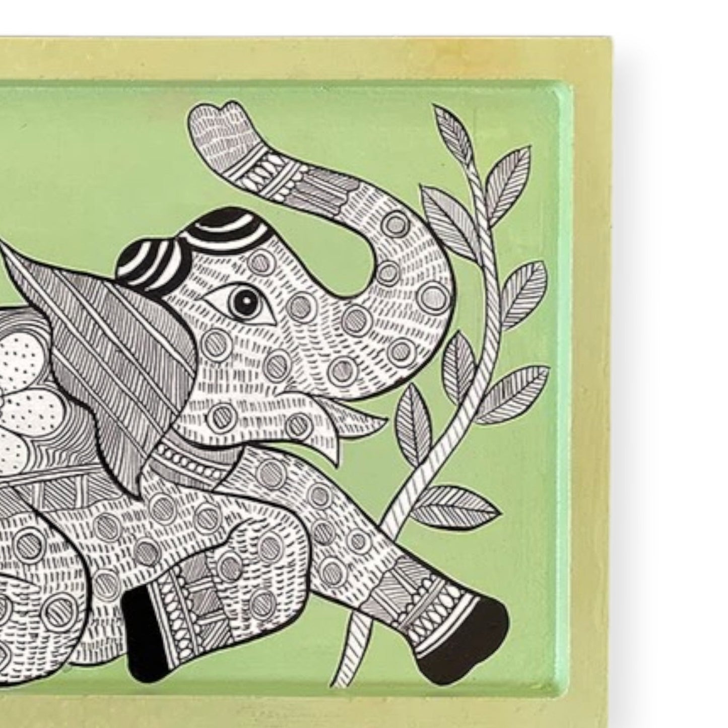 Wooden Hand Painted Serving Tray Elephant Design