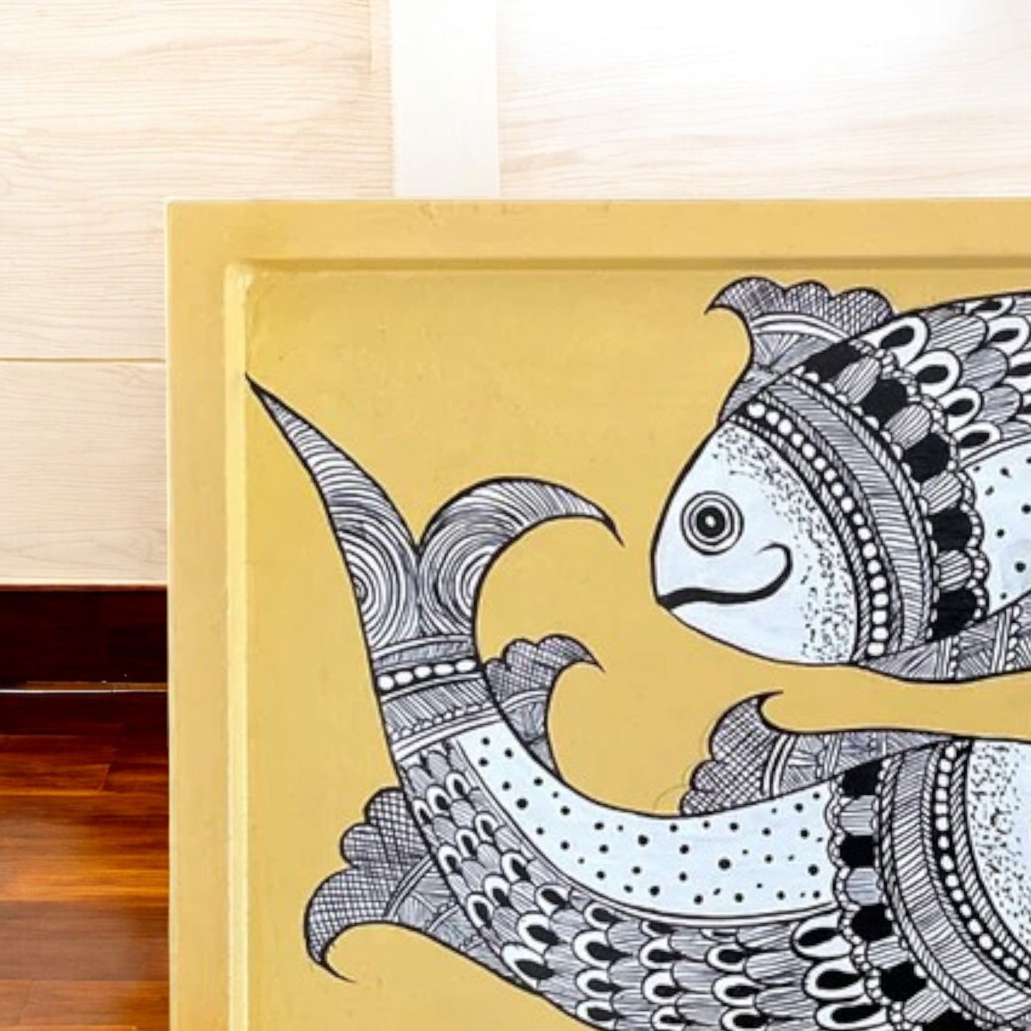 Wooden Hand Painted Serving Tray Fish Design