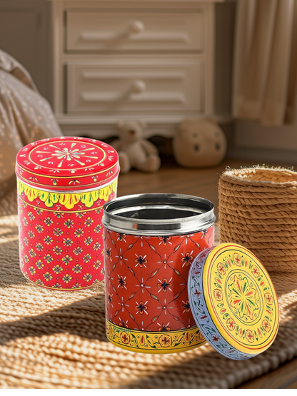 Hand Painted Steel Storage Container Set