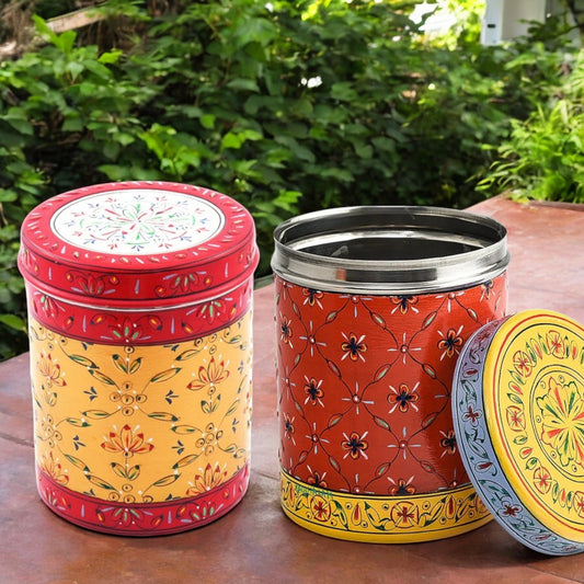 Hand Painted Steel Storage Container Set