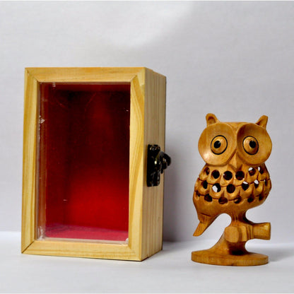 Wooden Carving Undercut Owl Statue
