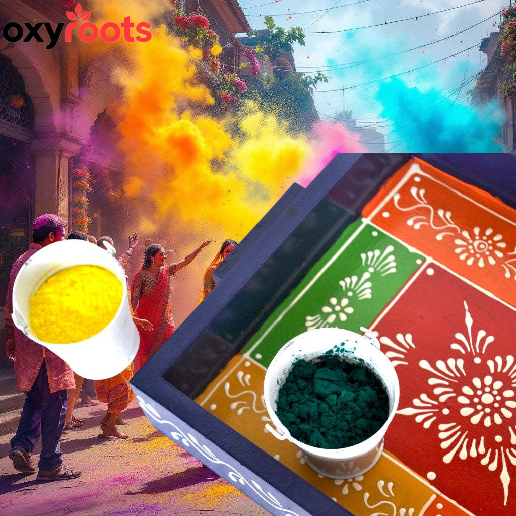 Wooden Hand Painted Holi Tray With Balty