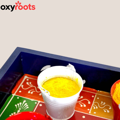 Wooden Hand Painted Holi Tray With Balty
