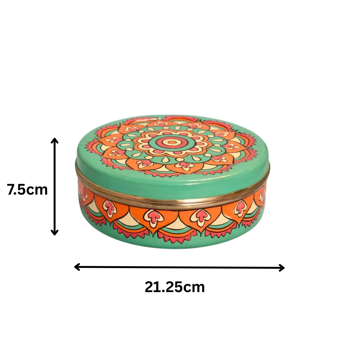 Hand Painted Spice Box With 7 Compartments-Mandala Design
