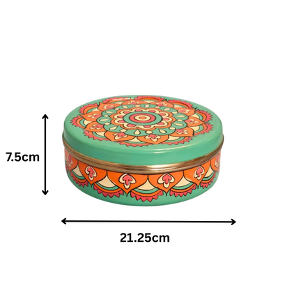 Hand Painted Spice Box With 7 Compartments-Mandala Design