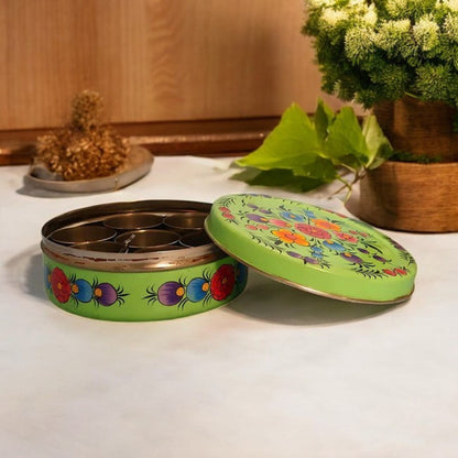 Hand Painted Spice Box With 7 Compartments
