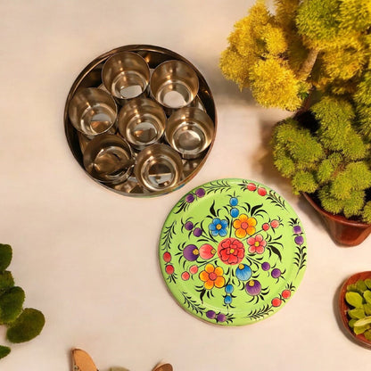 Hand Painted Spice Box With 7 Compartments
