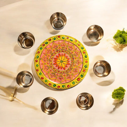 Hand Painted Spice Box With 7 Compartments-Multicolor