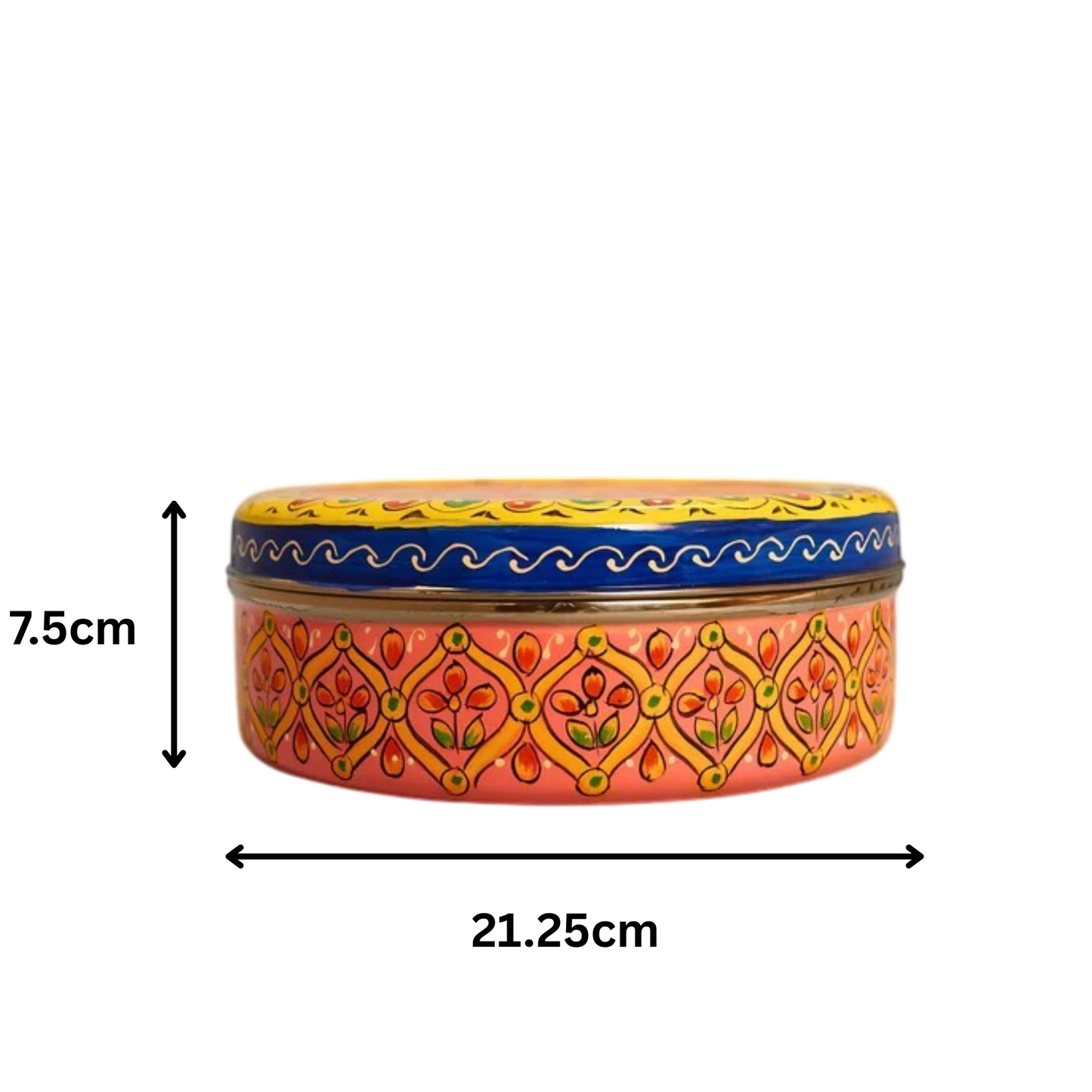Hand Painted Spice Box With 7 Compartments-Multicolor