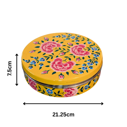 Hand Painted Spice Box With 7 Compartments-Yellow